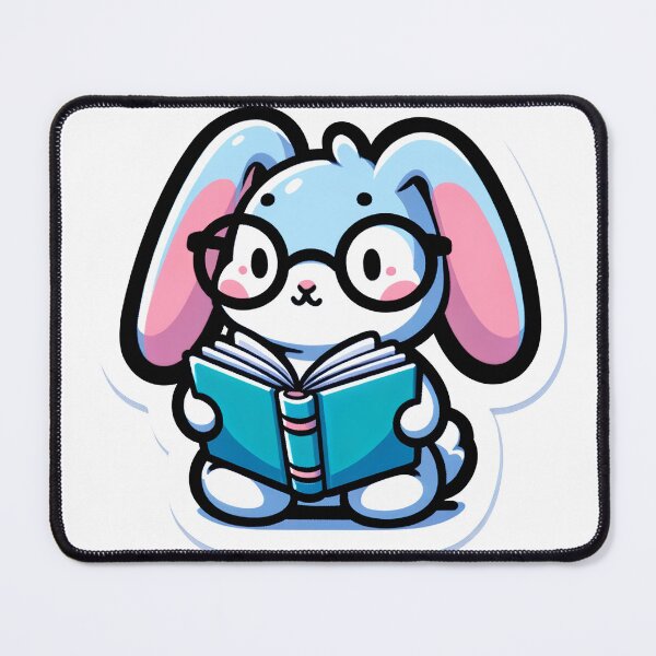 Item preview, Cute Bunny Reading Sticker, Kawaii Rabbit Book Lover Decal, Geek Chic Laptop Sticker, Adorable Animal Vinyl Sticker designed and sold by johnharry3.