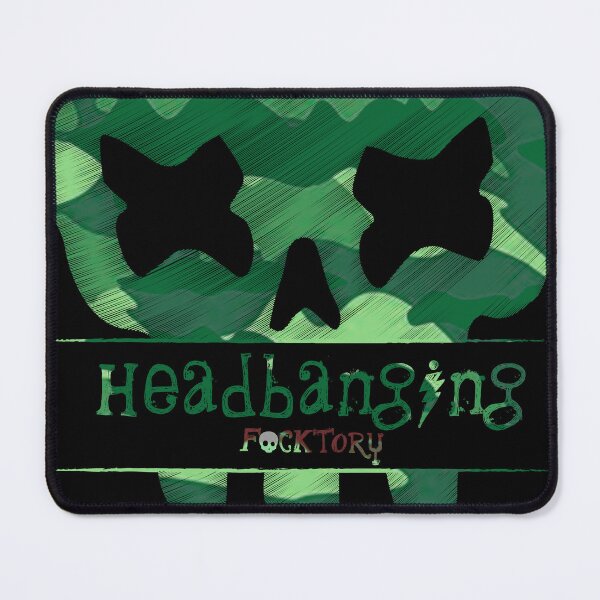Item preview, headbanging green skull designed and sold by manuvila.