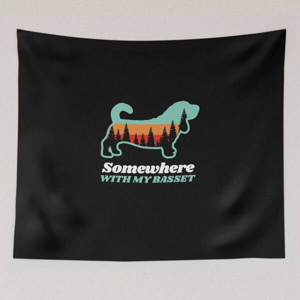 Item preview, Somewhere With My Basset Vintage Hiking Camping Gift designed and sold by Guarddogdrive.