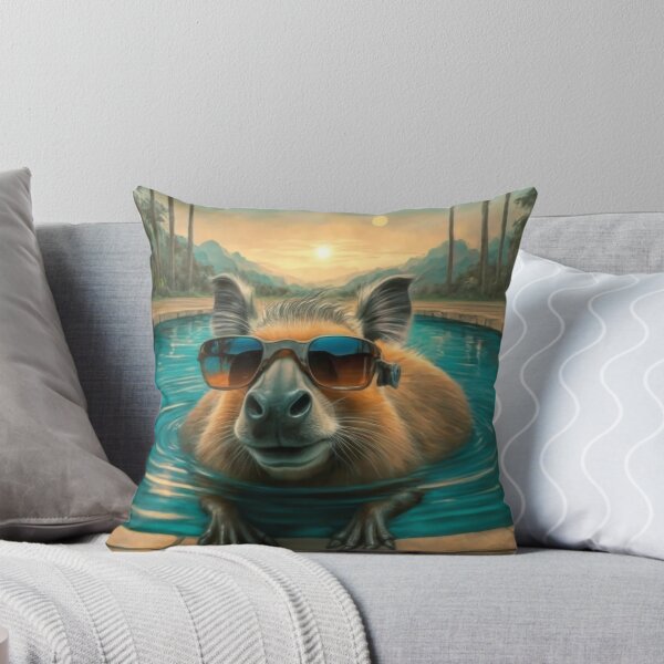 Aperçu de l'œuvre Capybara se détendre dans la piscine créée et vendue par AImonk.