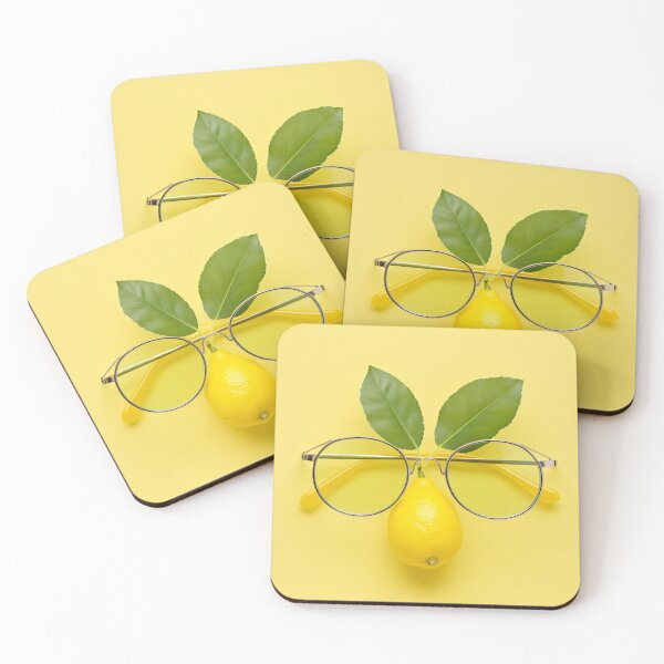 Item preview, Lemon with leaves and glasses. Pastel yellow colors background. Funny concept. designed and sold by SoccerMomAlex.