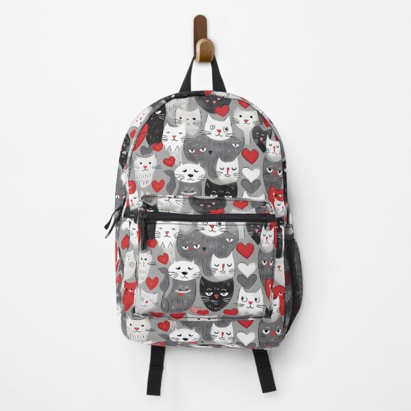 Item preview, Charming Hearts and Cats - Monochrome Feline Artwork designed and sold by inkArtistryfine.