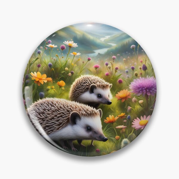 Item preview, Happy Hedgehogs scurrying in the wildflower meadow. designed and sold by Zen-Hues.