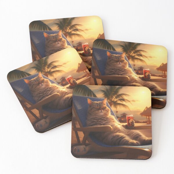 Item preview, Vacation Vibes - Chilled Cat at Sunset designed and sold by vk09.