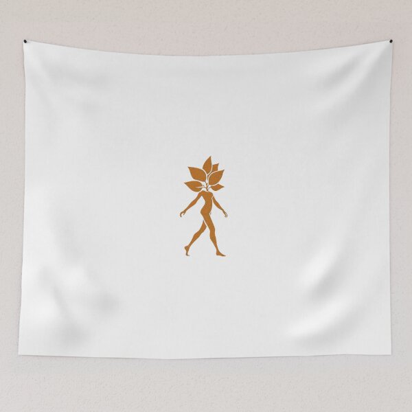 Item preview, Teal golden orange white leaves forming a silhouette of a woman designed and sold by Designer667.