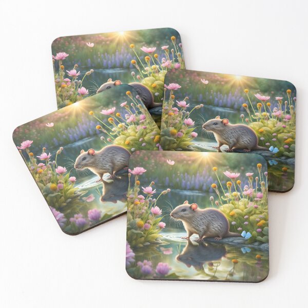 Item preview, Water rat/vole resting in a wildflower meadow pond. designed and sold by Zen-Hues.