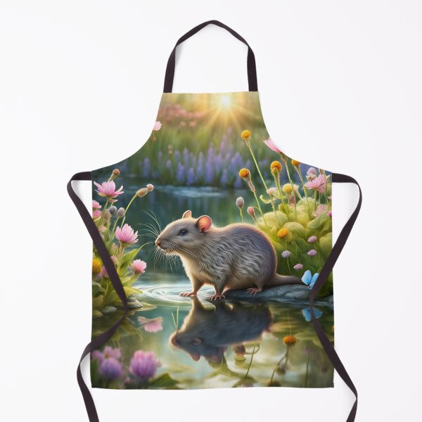 Item preview, Water rat/vole resting in a wildflower meadow pond. designed and sold by Zen-Hues.