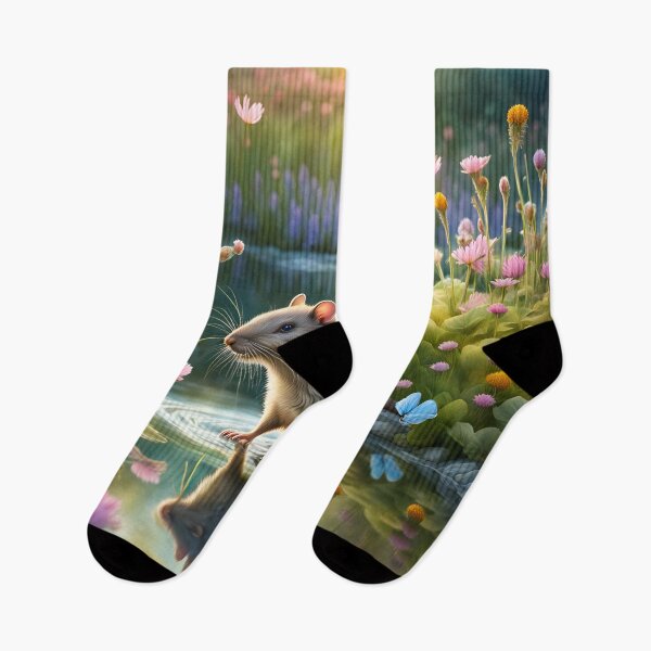 Item preview, Water rat/vole resting in a wildflower meadow pond. designed and sold by Zen-Hues.