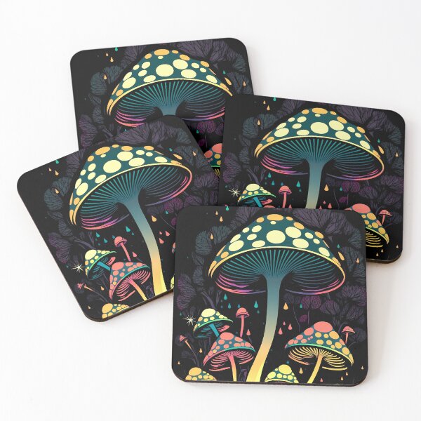 Item preview, Mushrooms in psychedelic colors designed and sold by randrdesign.