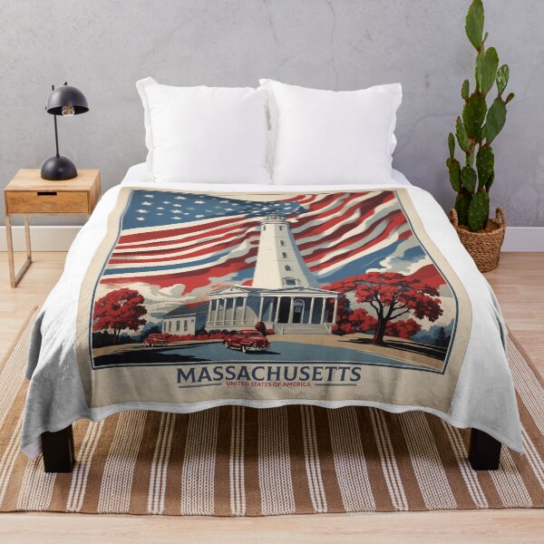 Item preview, Massachusettes USA Vintage Poster Tourism  designed and sold by TravelersGems.