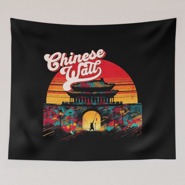 Item preview, Chinese Wall Vibrant Retro Text Design designed and sold by RedDesignSyc.