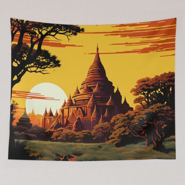 Item preview, A Pop Art Travel Print of Bagan - Myanmar designed and sold by StudioRedKoala.