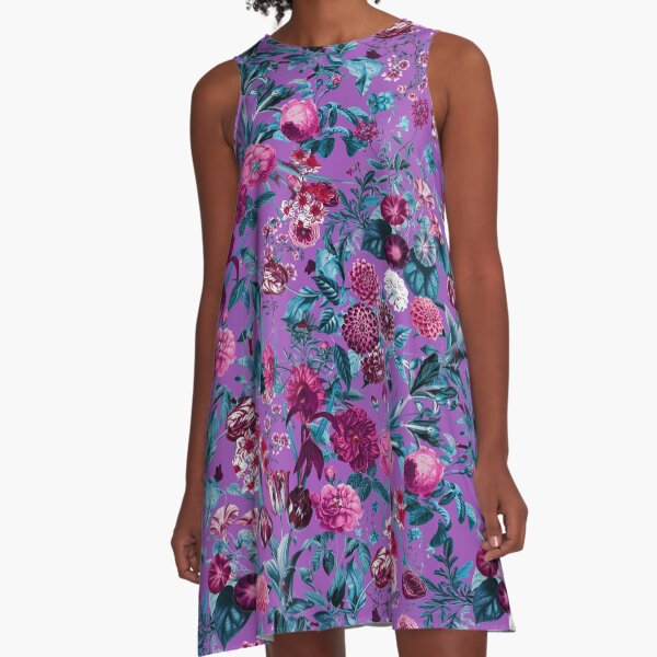 Romantic Floral Pattern A-Line Dress