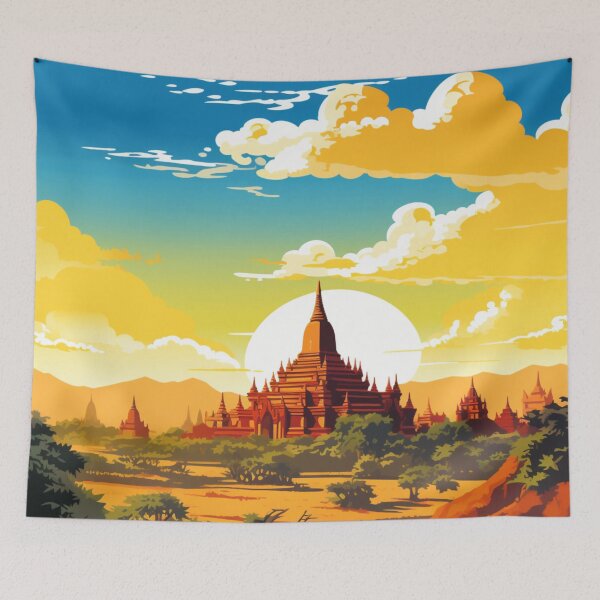 Item preview, A Pop Art Travel Print of Bagan - Myanmar designed and sold by StudioRedKoala.