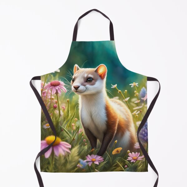 Item preview, Cute stoat/weasel/ferret/polecat stands happily in a wildflower meadow! designed and sold by Zen-Hues.