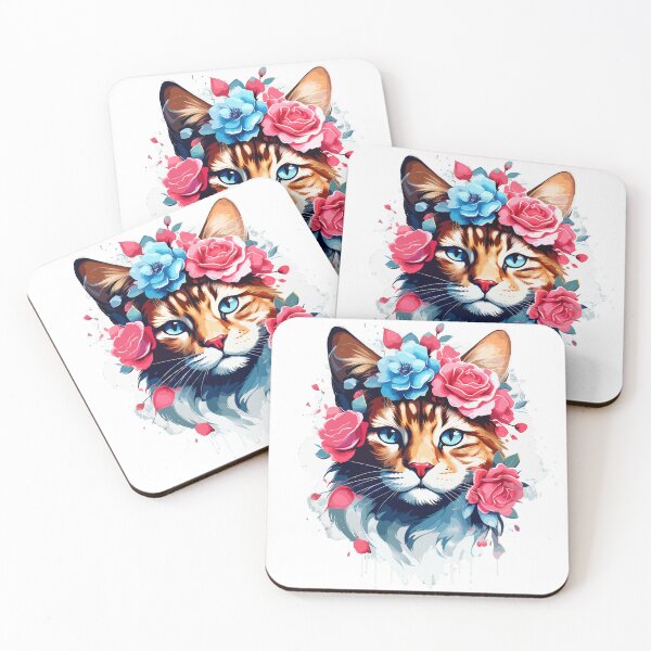 Item preview, A cat with a wreath of flowers designed and sold by danh1z.