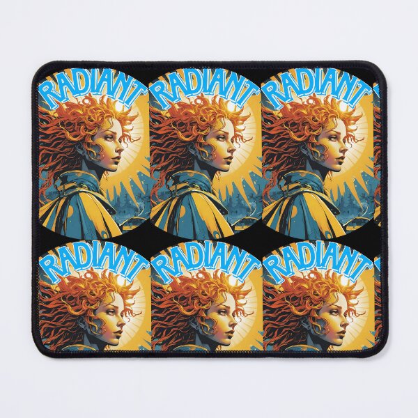 Item preview, radiant! face profile of a fulfilled and radiant woman, hair standing up, against a background of irradiating sun designed and sold by Creativesphotos.