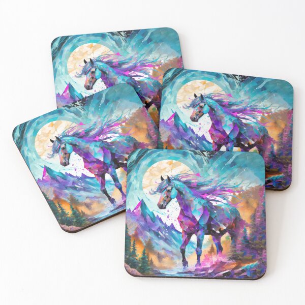 Item preview, Geometric Horse with Mountains and Trees in pastels designed and sold by DappledMoon.