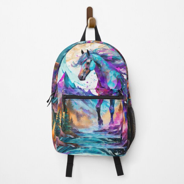 Item preview, Geometric Horse with Mountains and Trees in pastels designed and sold by DappledMoon.