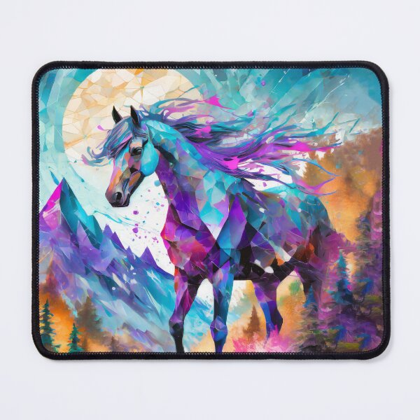 Item preview, Geometric Horse with Mountains and Trees in pastels designed and sold by DappledMoon.