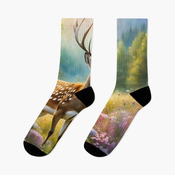 Item preview, A graceful fallow deer in a wildflower meadow woodland. designed and sold by Zen-Hues.