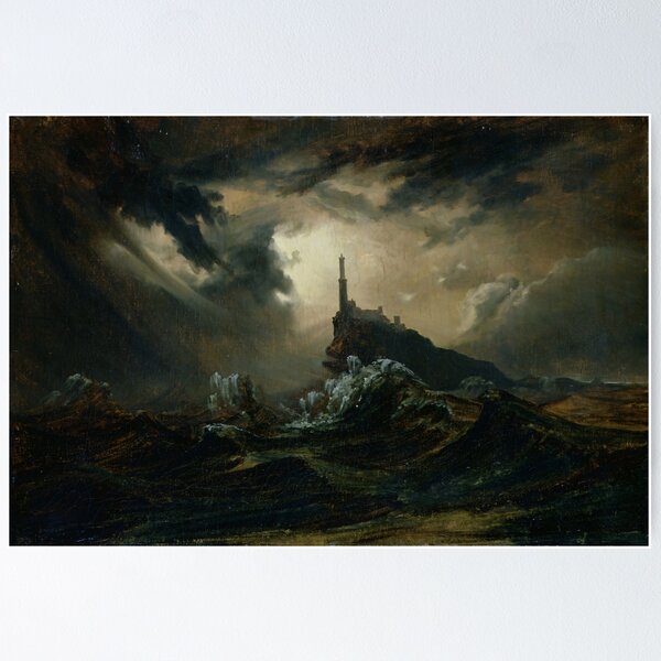 Item preview, Carl Blechen - Stormy Sea with Lighthouse - 1826 designed and sold by ArtExpression.