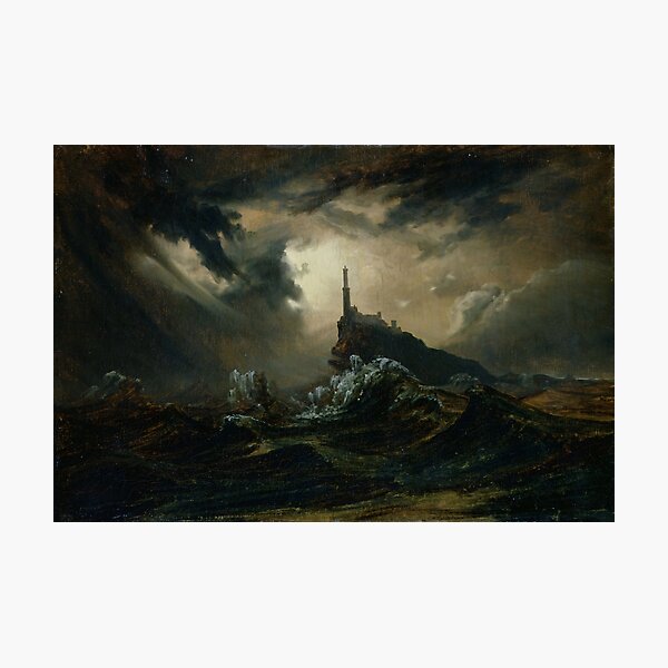 Item preview, Carl Blechen - Stormy Sea with Lighthouse - 1826 designed and sold by ArtExpression.