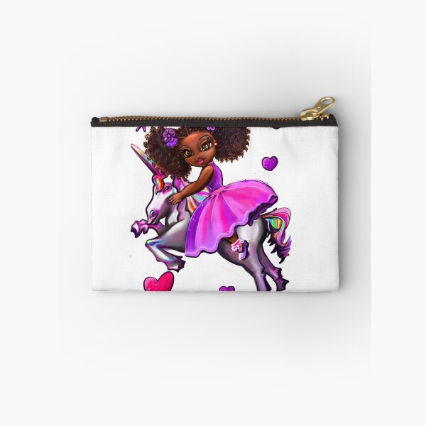 Item preview, African American girl on a unicorn pony - black sista with natural afro hair on a horse. Black princess designed and sold by Artonmytee.