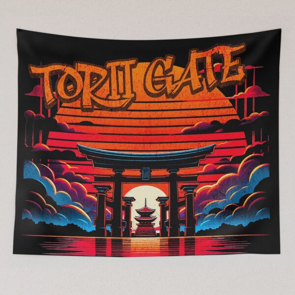 Item preview, Meiji Shrine Torii Gate Sunset Graffiti Design designed and sold by RedDesignSyc.