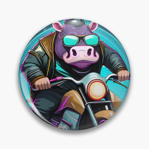 Item preview, Racer Hippo on a motorcycle designed and sold by BADESIGNZZ.