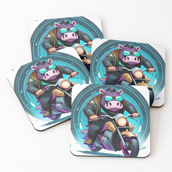 Item preview, Racer Hippo on a motorcycle designed and sold by BADESIGNZZ.