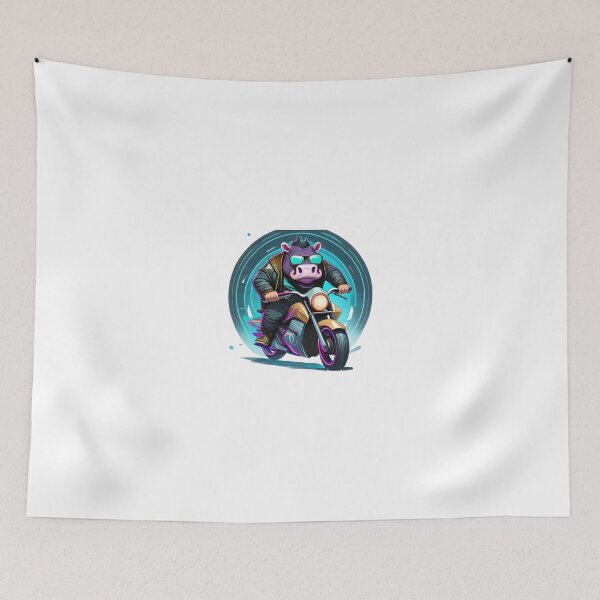 Item preview, Racer Hippo on a motorcycle designed and sold by BADESIGNZZ.