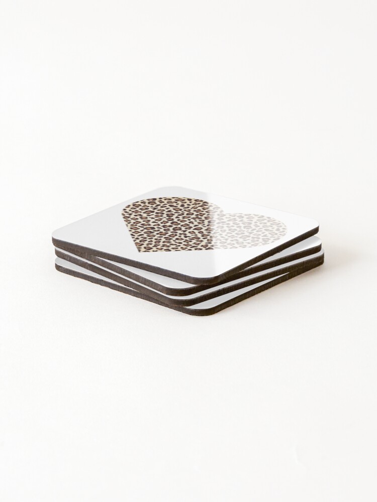 Thumbnail 4 of 5, Coasters (Set of 4), Heart In Leopard Pattern designed and sold by Designfs.