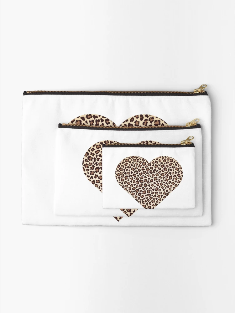 Thumbnail 2 of 4, Zipper Pouch, Heart In Leopard Pattern designed and sold by Designfs.