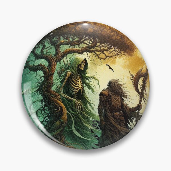 Item preview, Solarpunk Reverie: Ethereal Cloaked Figure and Weathered Orc in a Majestic World designed and sold by zax454.