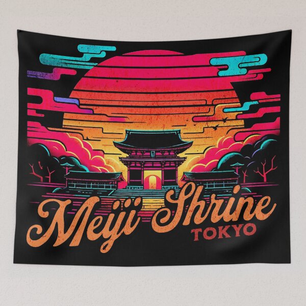 Item preview, Meiji Shrine Tokyo Sunset Graffiti Design designed and sold by RedDesignSyc.