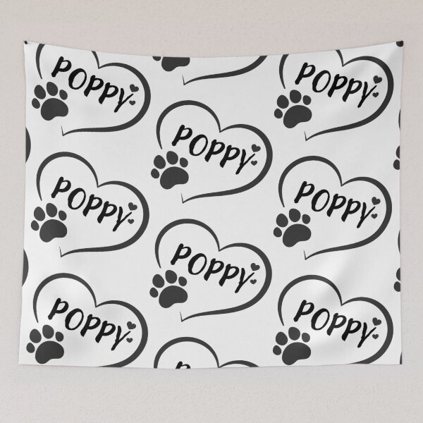 Item preview, Poppy pet dog or cat name in a heart with a paw, great gift for dog or cat owners designed and sold by OCS1337.
