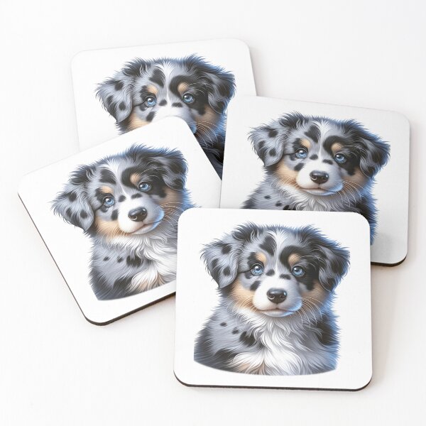 Item preview, Blue Merle Tricolor Border Collie Dog Puppy Illustration designed and sold by CharmStudio.