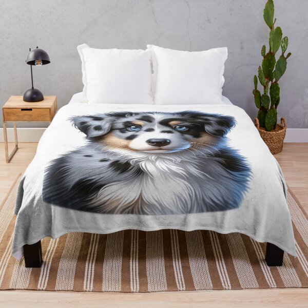 Item preview, Blue Merle Tricolor Border Collie Dog Puppy Illustration designed and sold by CharmStudio.