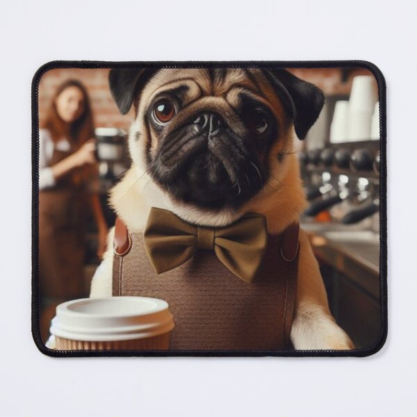 Item preview, Pug Barista designed and sold by LojaKoru.