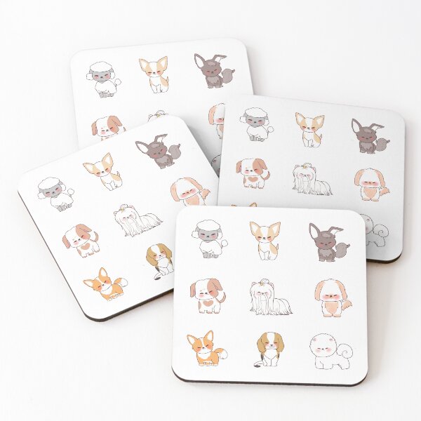 Item preview, little kawaii puppies smiling happy designed and sold by huape.