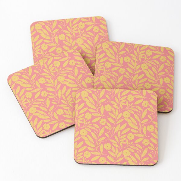 Item preview, Yellow floral sunshine on peachy pink designed and sold by PrettywithColor.