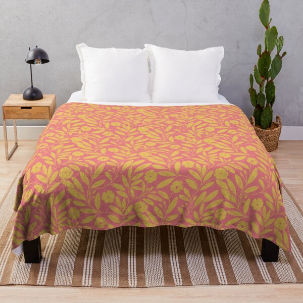 Item preview, Yellow floral sunshine on peachy pink designed and sold by PrettywithColor.