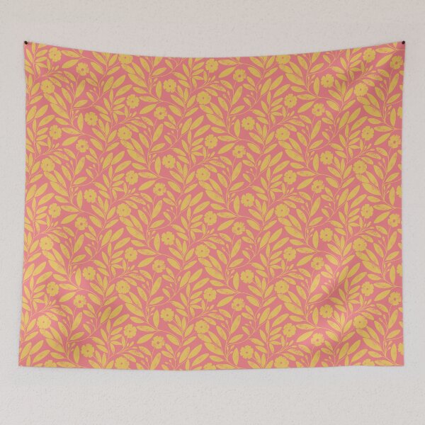 Item preview, Yellow floral sunshine on peachy pink designed and sold by PrettywithColor.