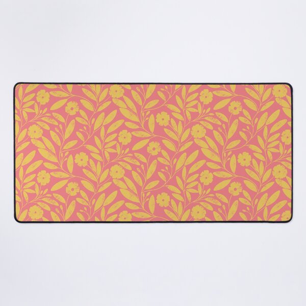 Item preview, Yellow floral sunshine on peachy pink designed and sold by PrettywithColor.