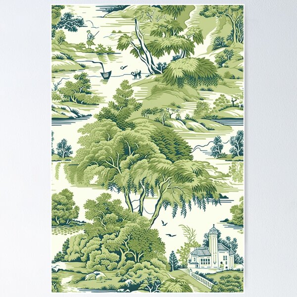 Item preview, Toile De Jouy Countryside Seamless Pattern in Green designed and sold by EvgeniiaSim.