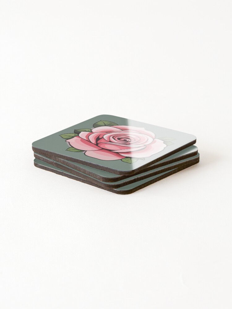 Thumbnail 4 of 5, Coasters (Set of 4), blooming rose designed and sold by StickerLab4.
