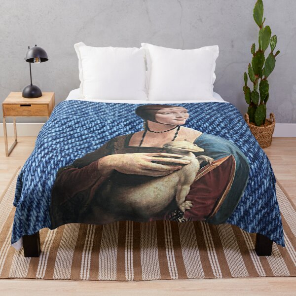 Item preview, 80s Denim Blue Background Lady with an Ermine designed and sold by pelagio.