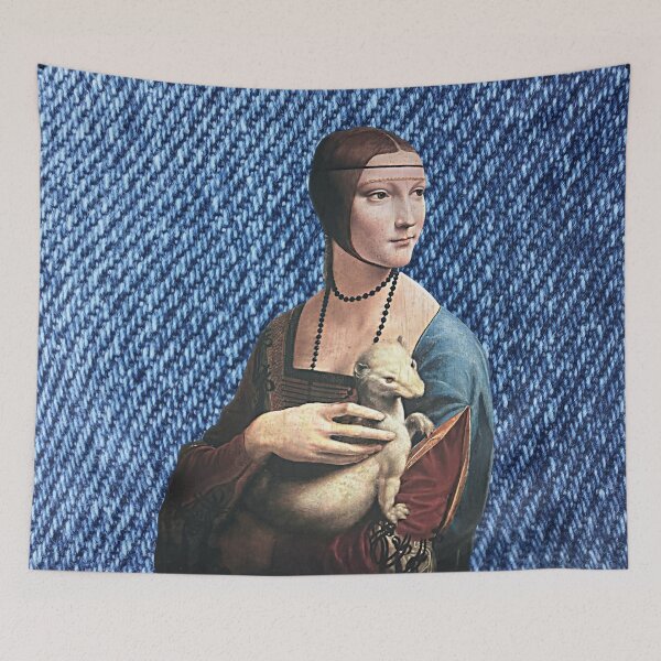 Item preview, 80s Denim Blue Background Lady with an Ermine  designed and sold by pelagio.