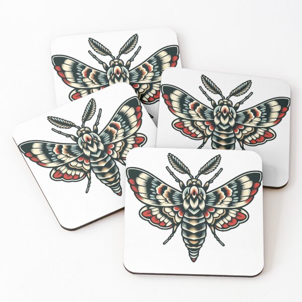 Artikelvorschau, Vintage bunte Motten-Flash-Tattoo-Kunst-Design entworfen und verkauft von BrianSaysDesign.